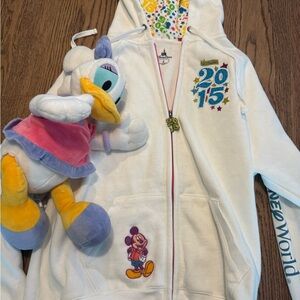 Disney Parks 2015 Hoodie Sweatshirt Size L & Daisy Duck Plush Bundle